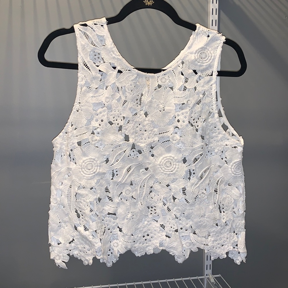 White floral Crochet top